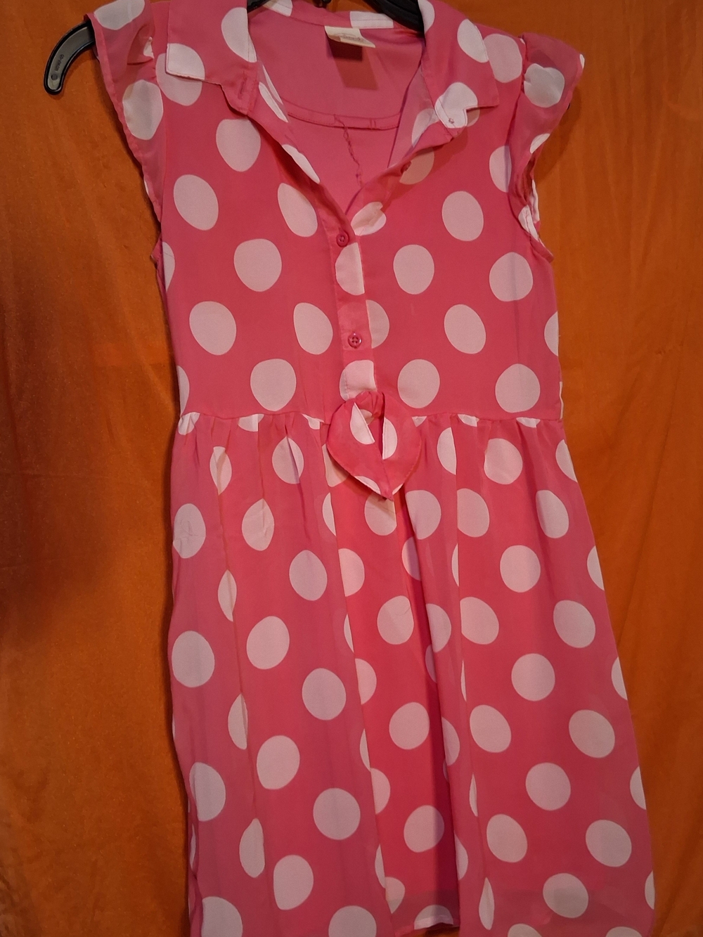 Faded Glory Hot Pink Polka Dot Button-Front Girls Dress